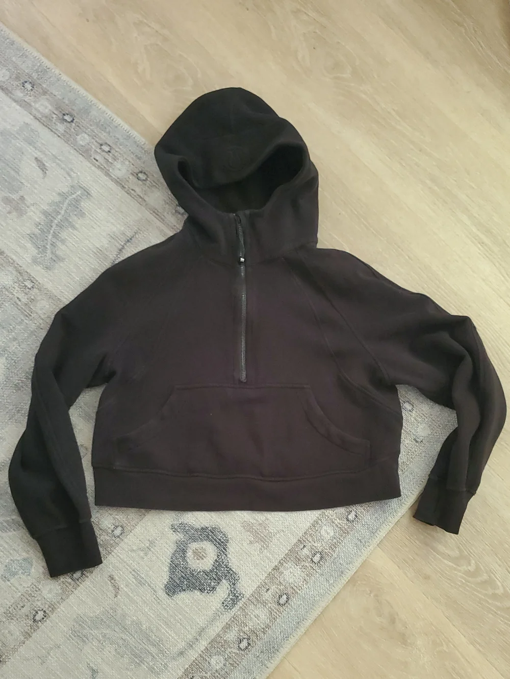 Lululemon Scuba Oversized Half Zip Crop Hoodie Sweatshirt Black SzXS/S